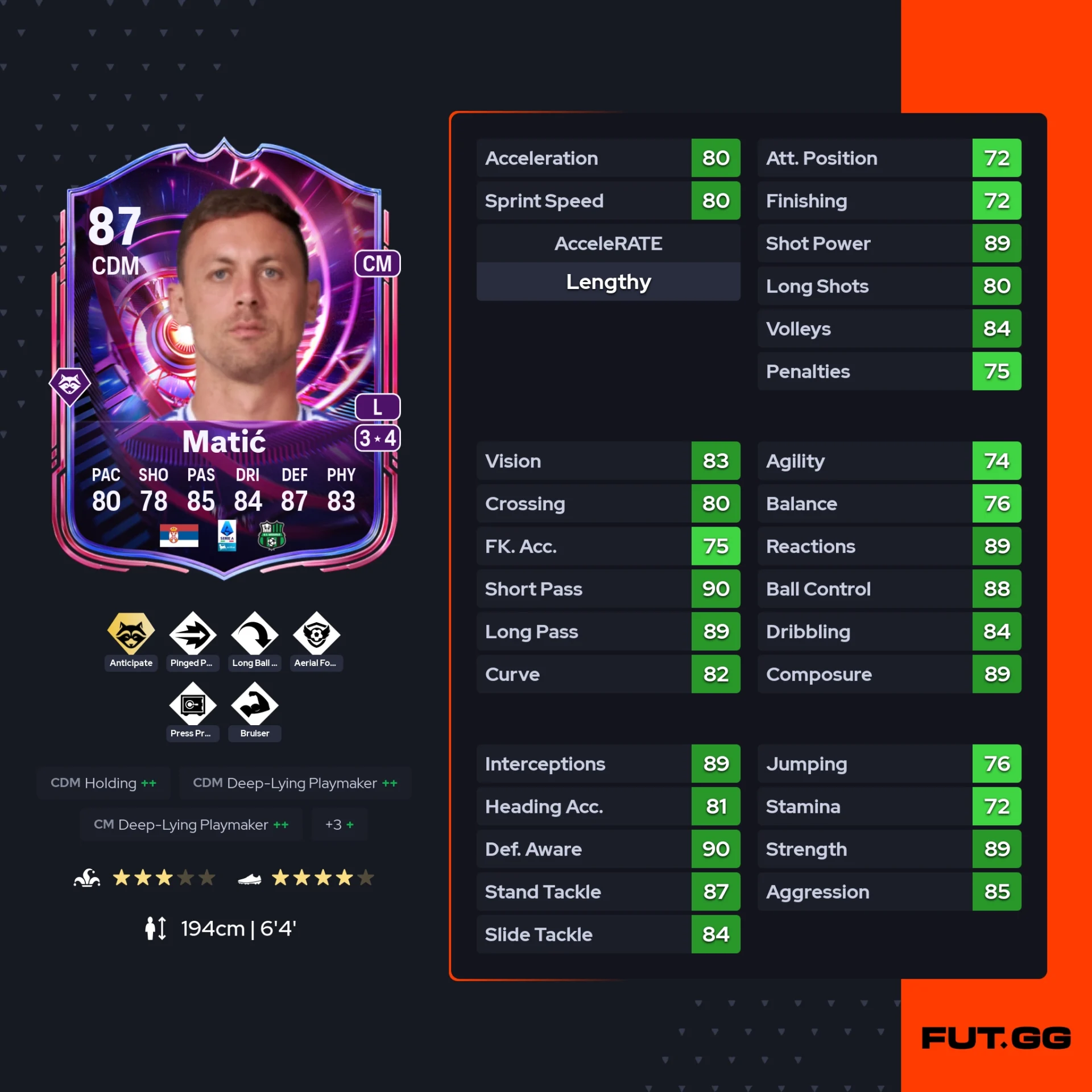 fc 26 solution dce de Nemanja Matic stats