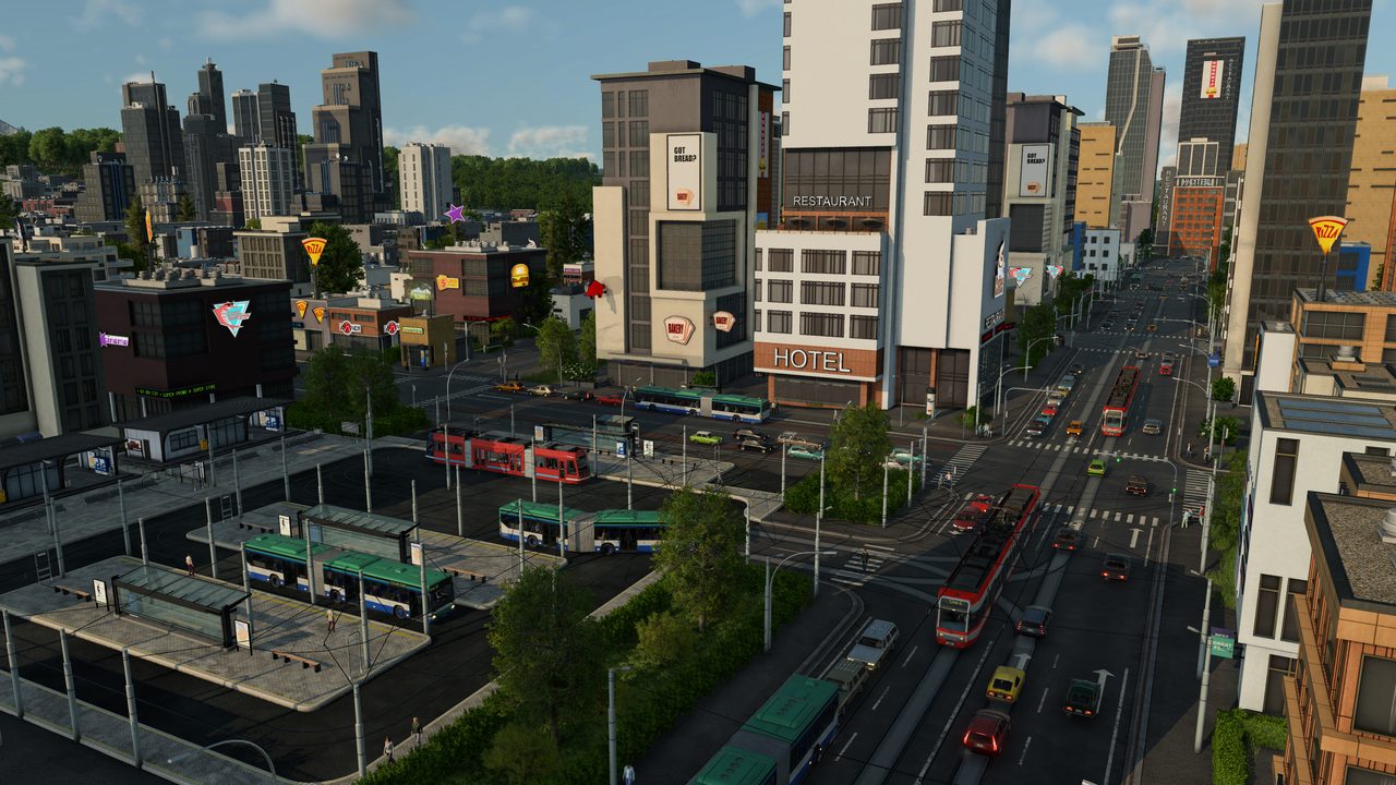 Busy Downtown Road Station